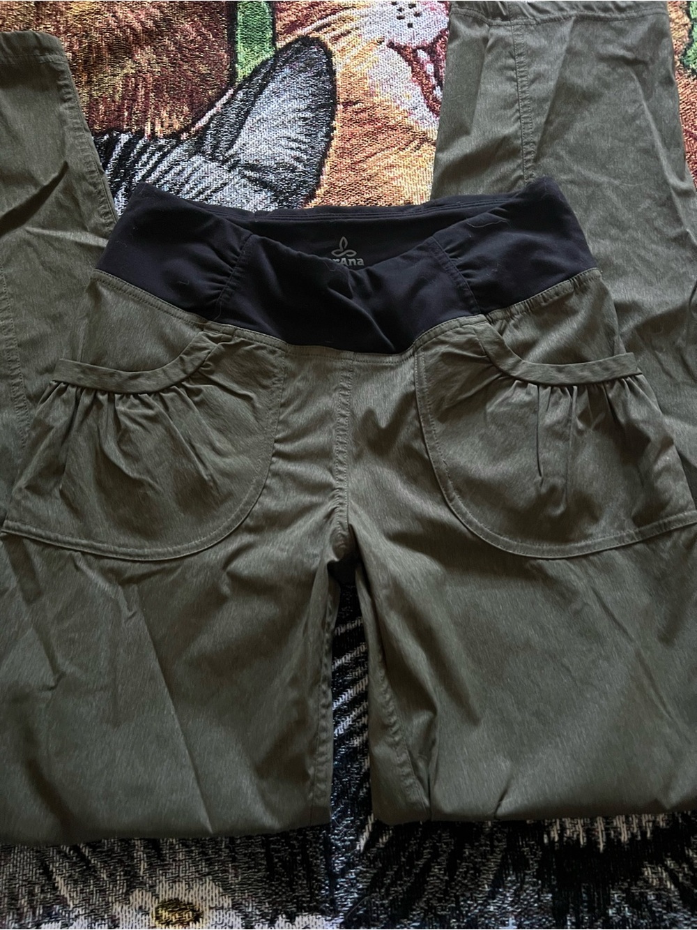 Prana Olive Green Stretch Waist Travel Pants - Picture 4 of 9